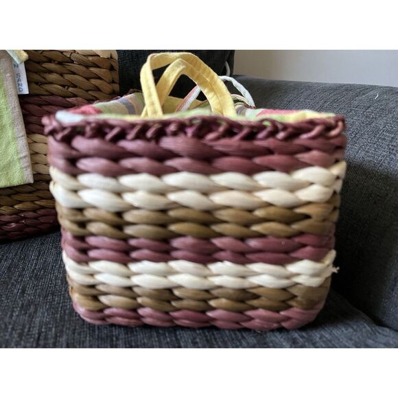 Sun N Sand Sunny Woven Lined Basket Totes w/ Draw Top Buckets - 3 Piece Set - Picture 14 of 14
